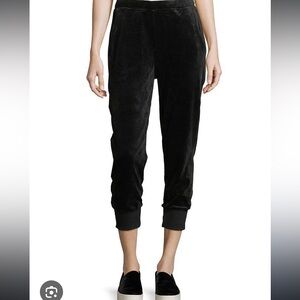 Vince Velour Joggers Pants Womens  4 Black Pockets Rib Cuff Comfort Career